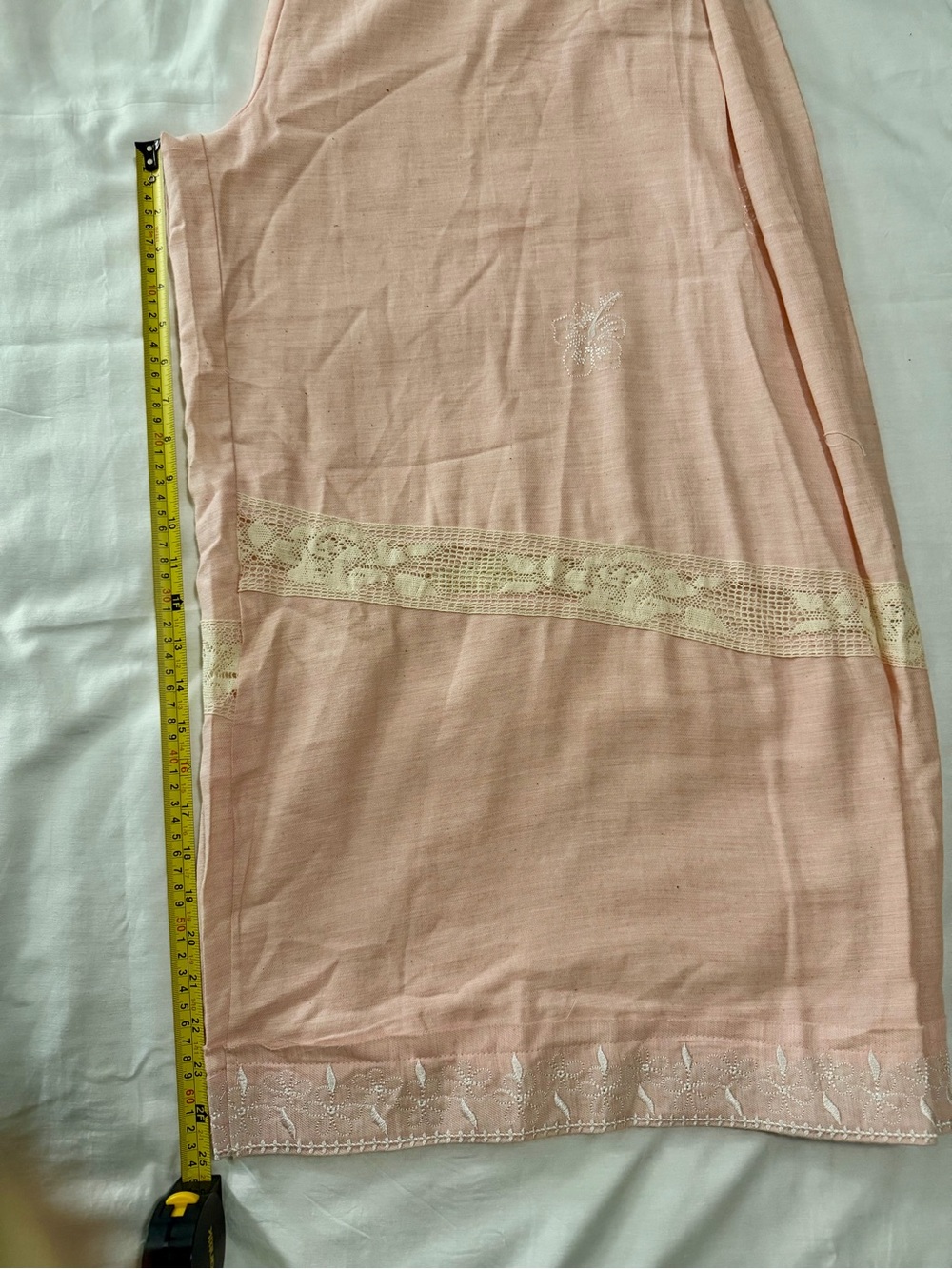 POL Light Pink Cotton Overall Jumpsuit with Lace Trim - Picture 5 of 7